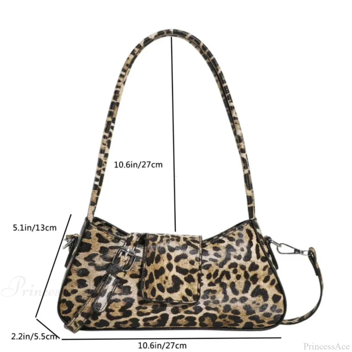 Brown Leopard PU Leather Crossbody Shoulder Bag - Image 3