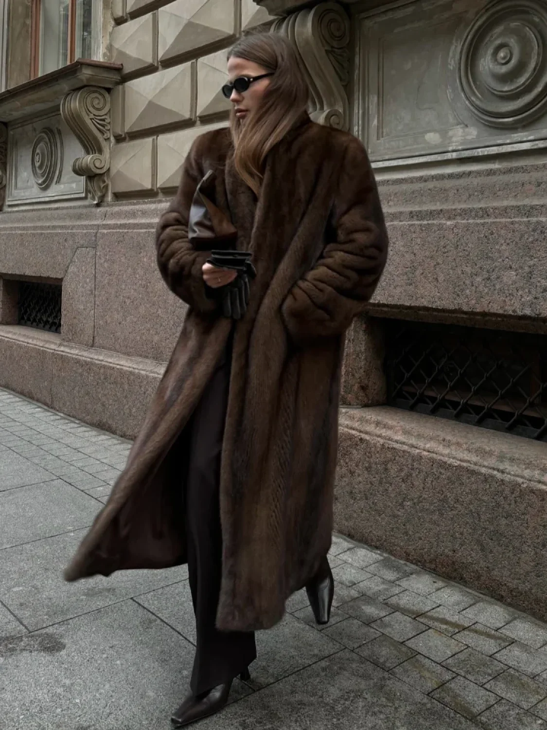 Brown Long Sleeve Plush Coat - Image 2