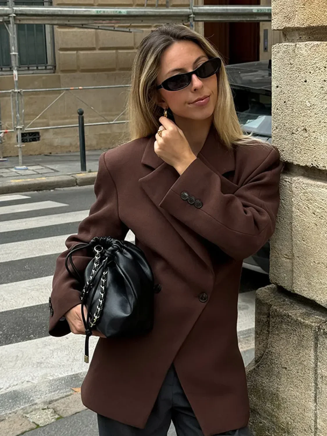 Brown Pocket Blazer Short Coat - Image 2