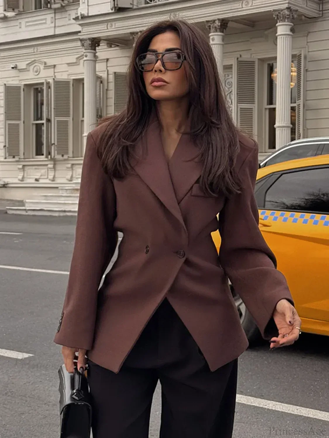 Brown Pocket Blazer Short Coat - Image 6