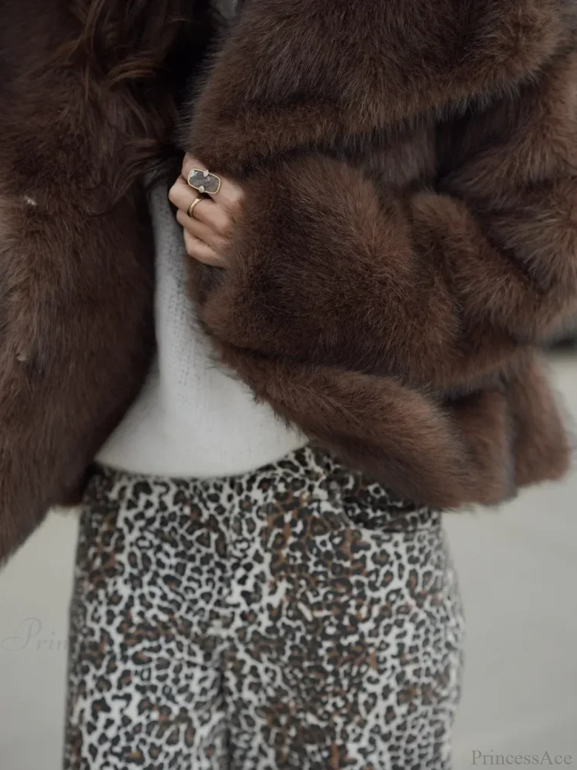 Brown Soft Fluffy Woolen Coat - Image 3
