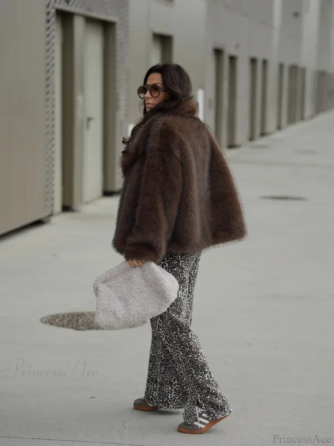 Brown Soft Fluffy Woolen Coat - Image 4