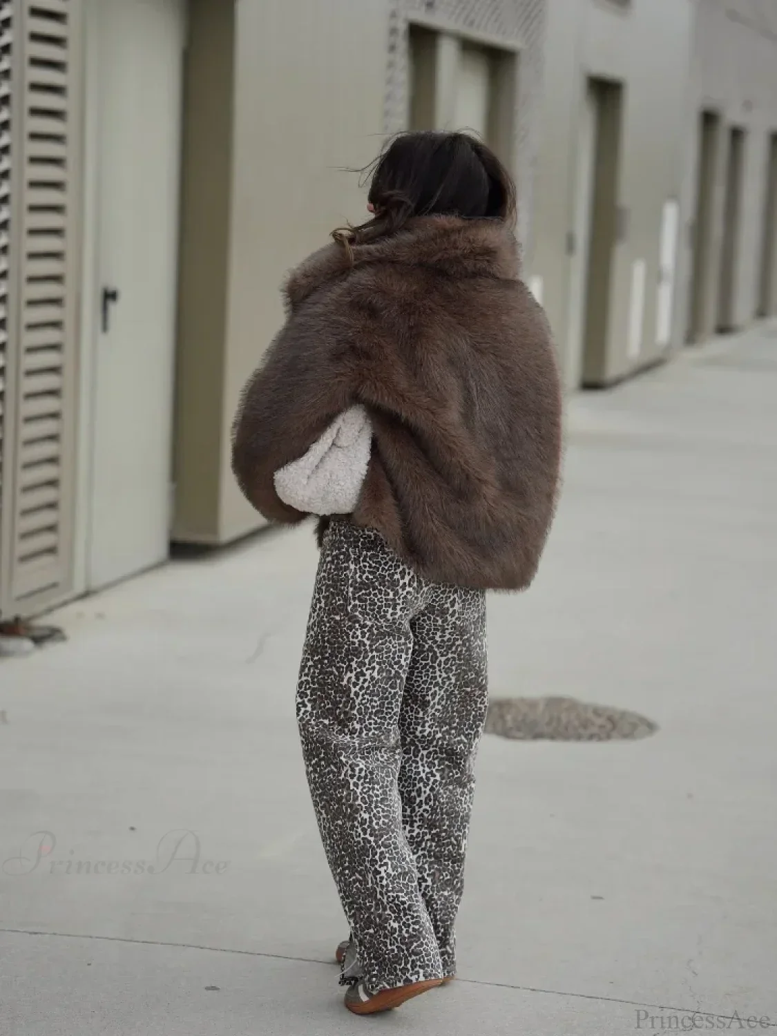 Brown Soft Fluffy Woolen Coat - Image 5