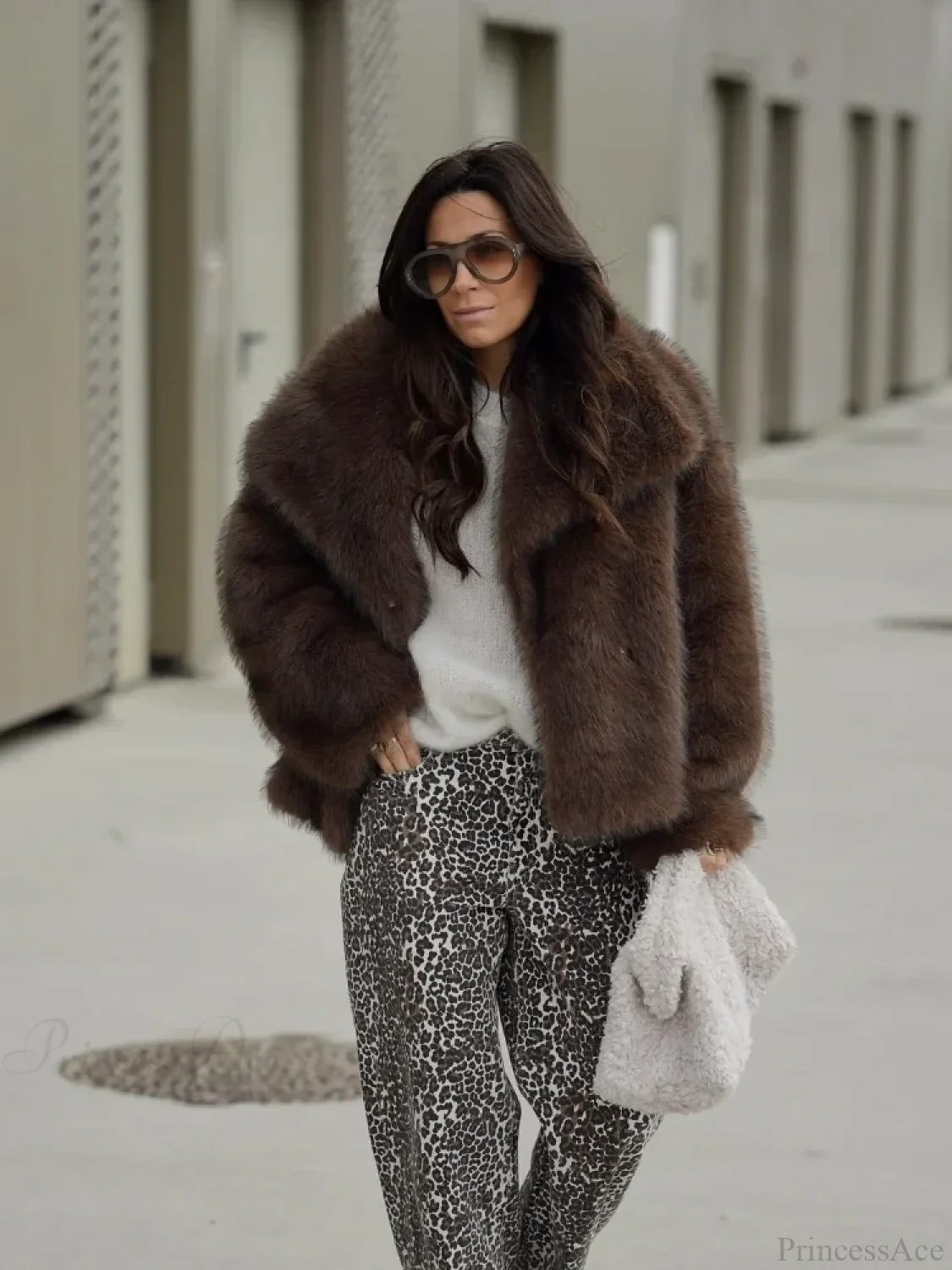 Brown Soft Fluffy Woolen Coat - Image 7
