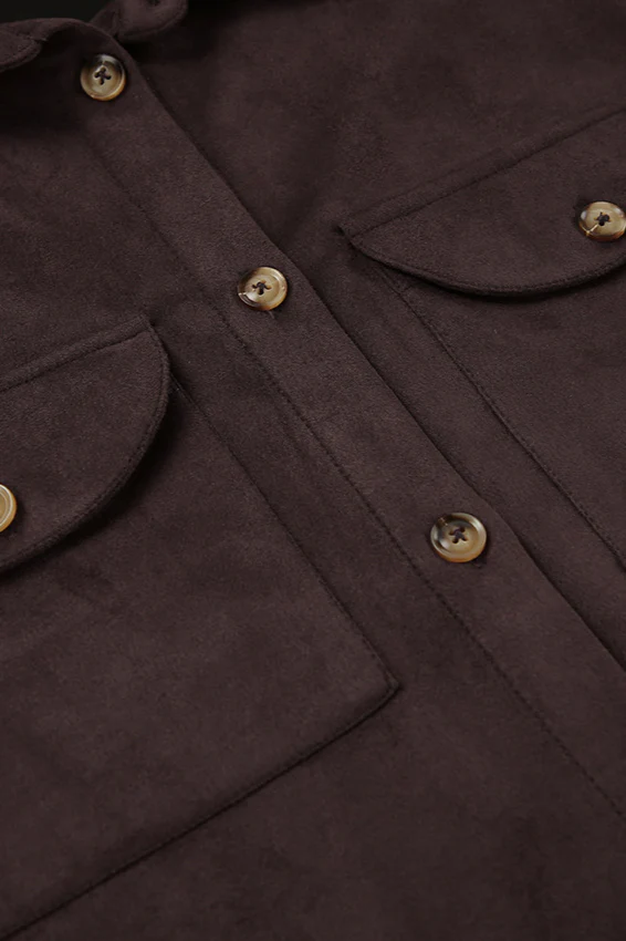 Brown Suede Loose Blazer Coat - Image 5