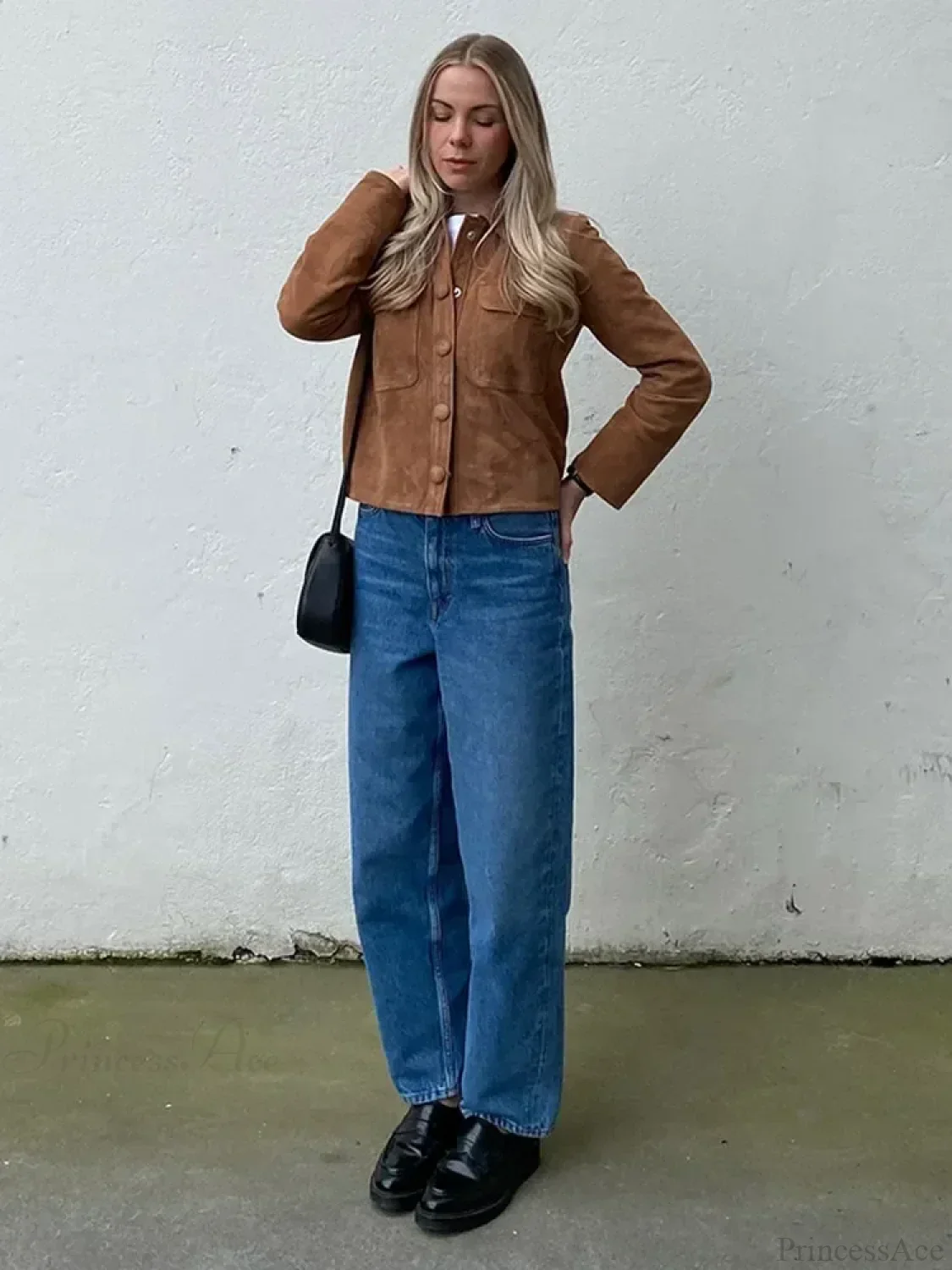 Brown Woolen Long Sleeve Short Coat - Image 6