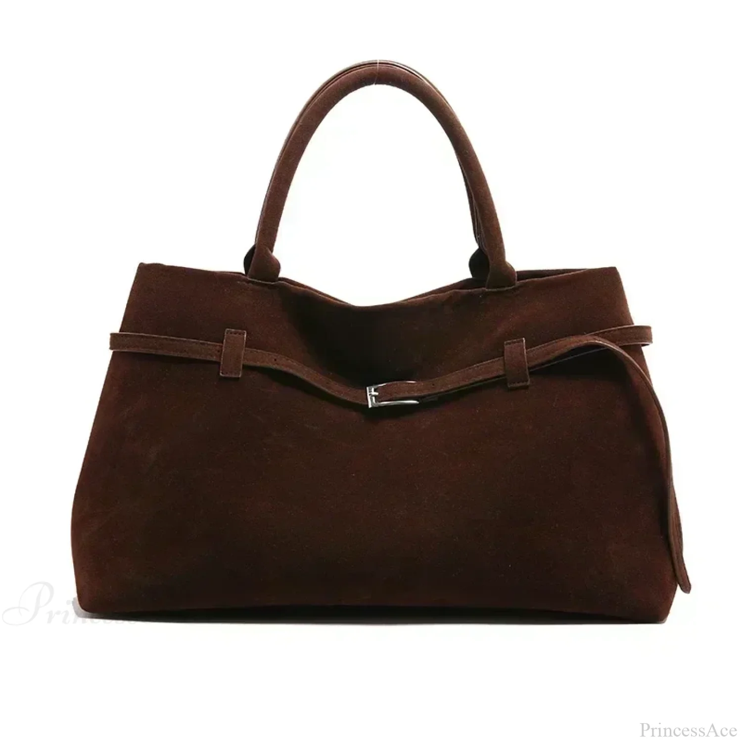 Buckle Decorative Faux Suede Hasp Large Tote Handbag - Image 10