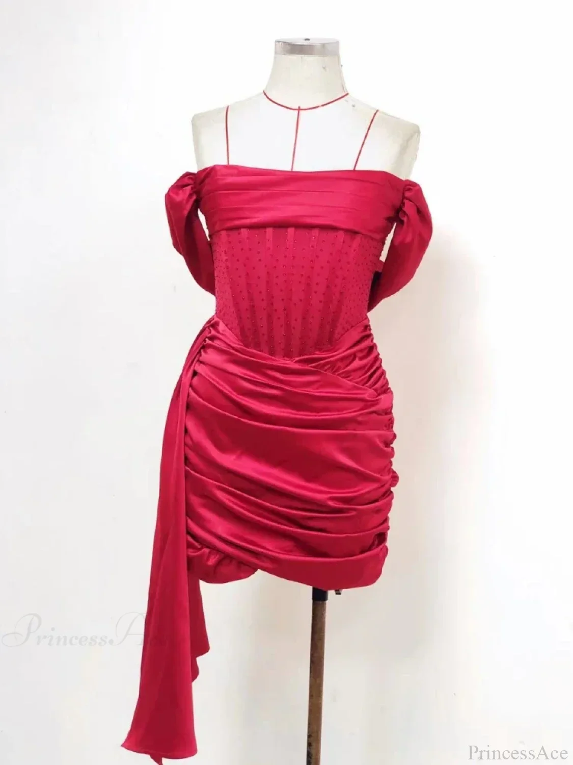 Burgundy Draping Off Shoulder Corset Sexy Velvet Slim Bodycon Mini Party Dress - Image 11