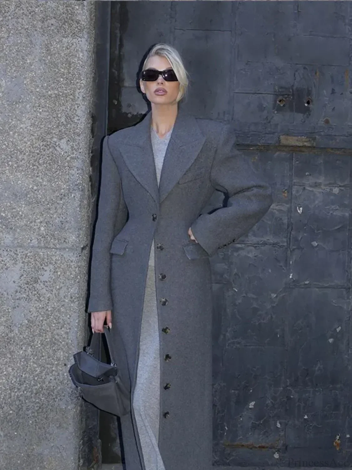 Burgundy Fake Pockets Overcoat - Image 6