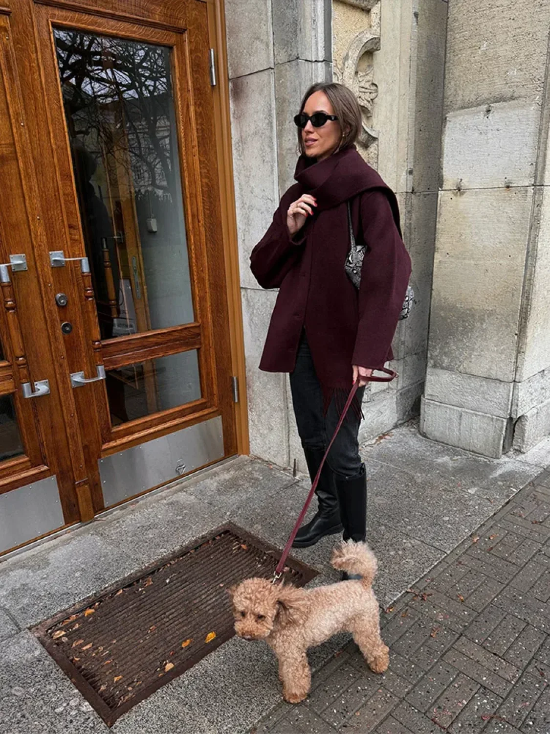 Burgundy Woolen Blends Short Coat - Image 2