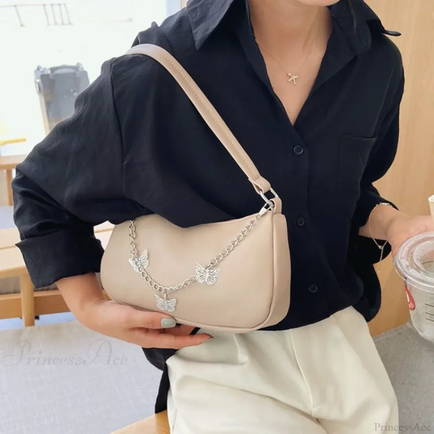 Butterfly Chain PU Leather Travel Shoulder Bag - Image 2