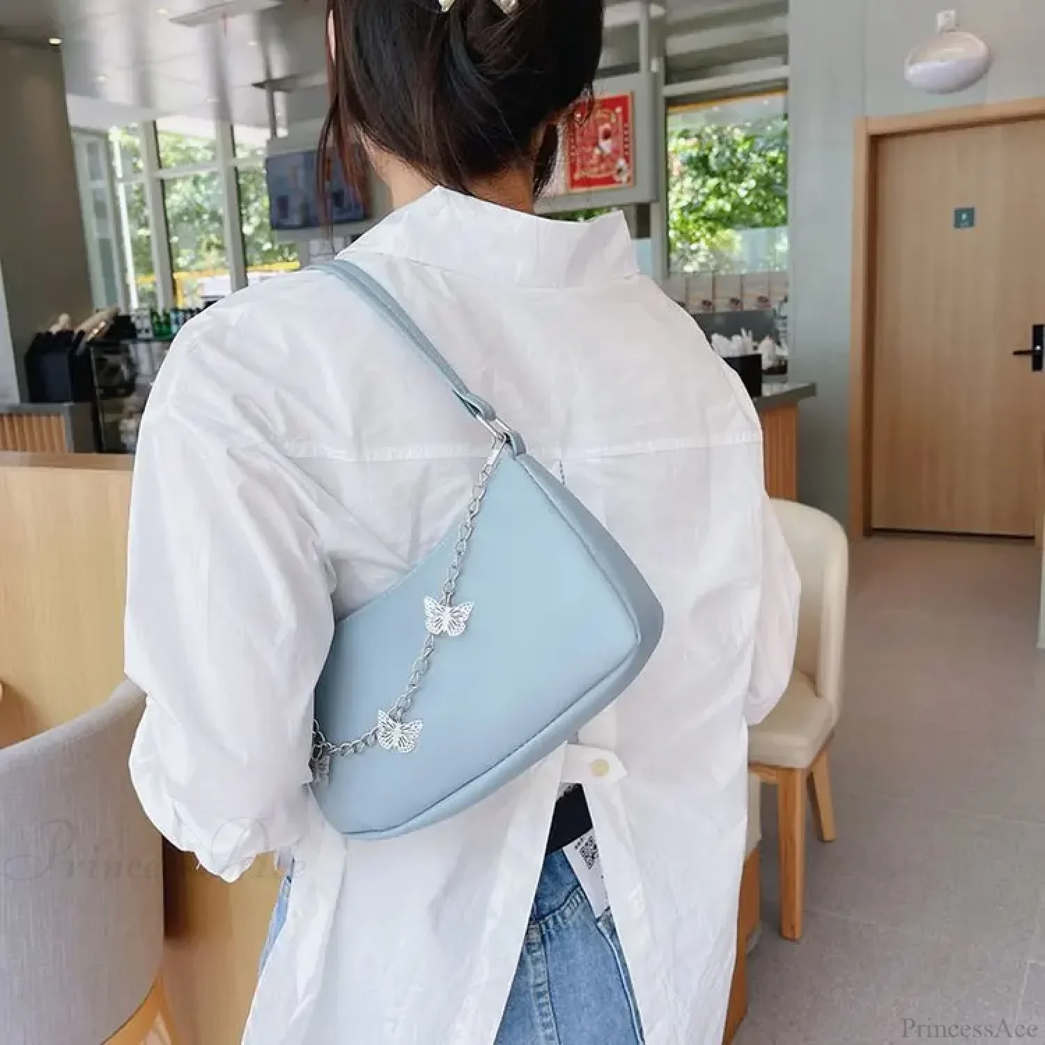 Butterfly Chain PU Leather Travel Shoulder Bag - Image 8