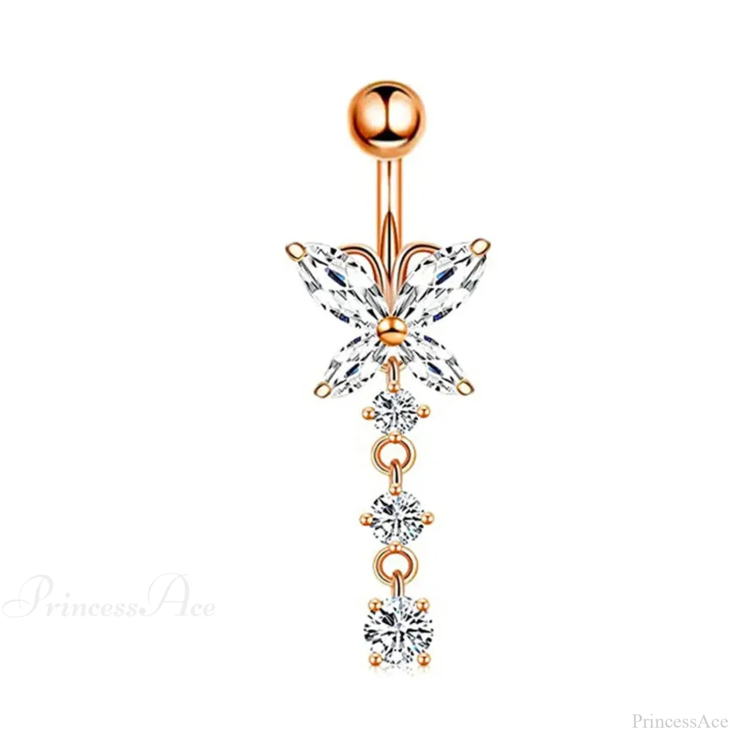 Butterfly CZ Sparkling Gothic Belly Ring - Image 11