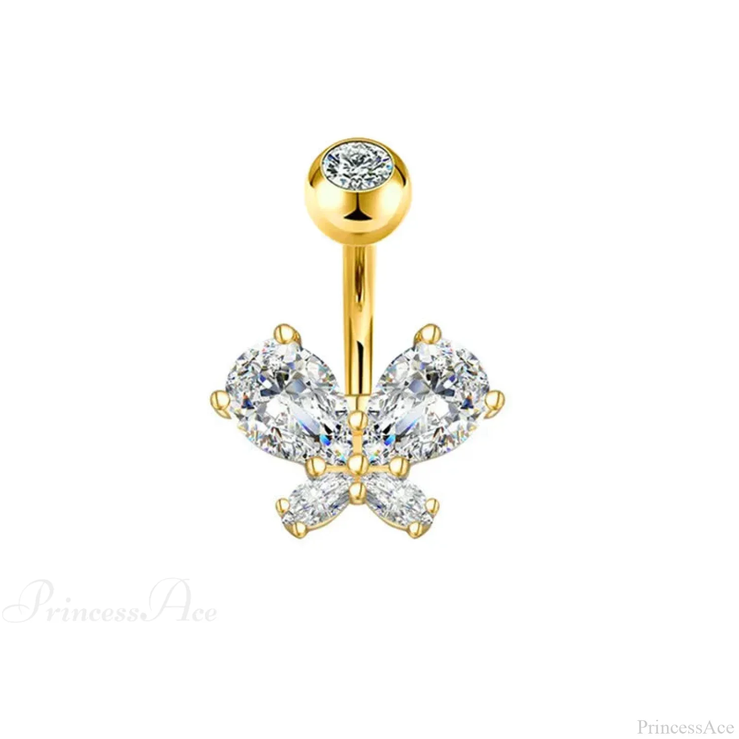 Butterfly CZ Sparkling Gothic Belly Ring - Image 16