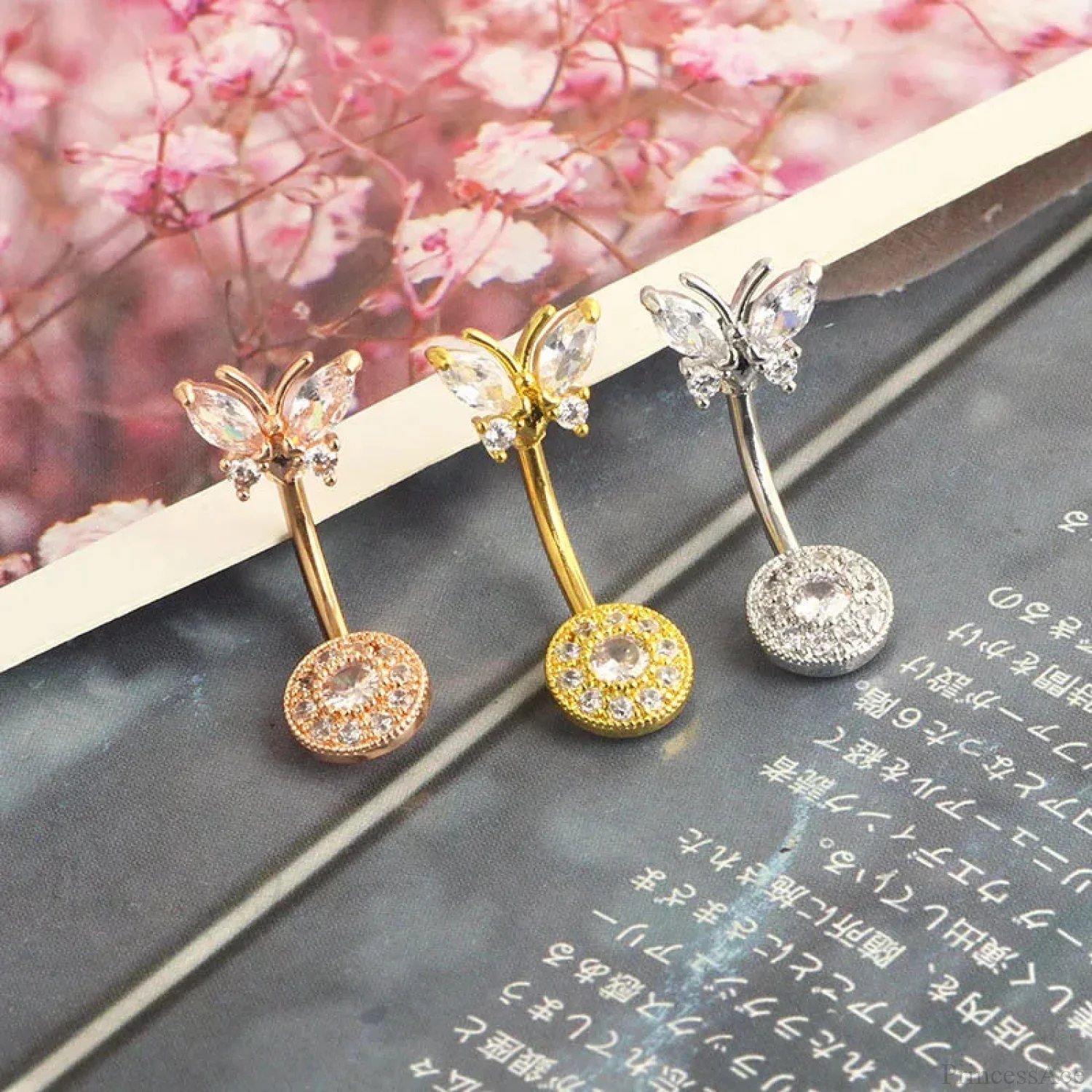 Butterfly CZ Sparkling Gothic Belly Ring - Image 4