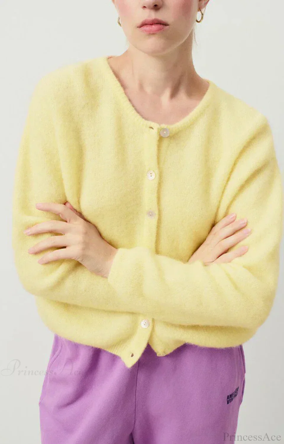 Button-Down Preppy Knit Cardigan - Image 2