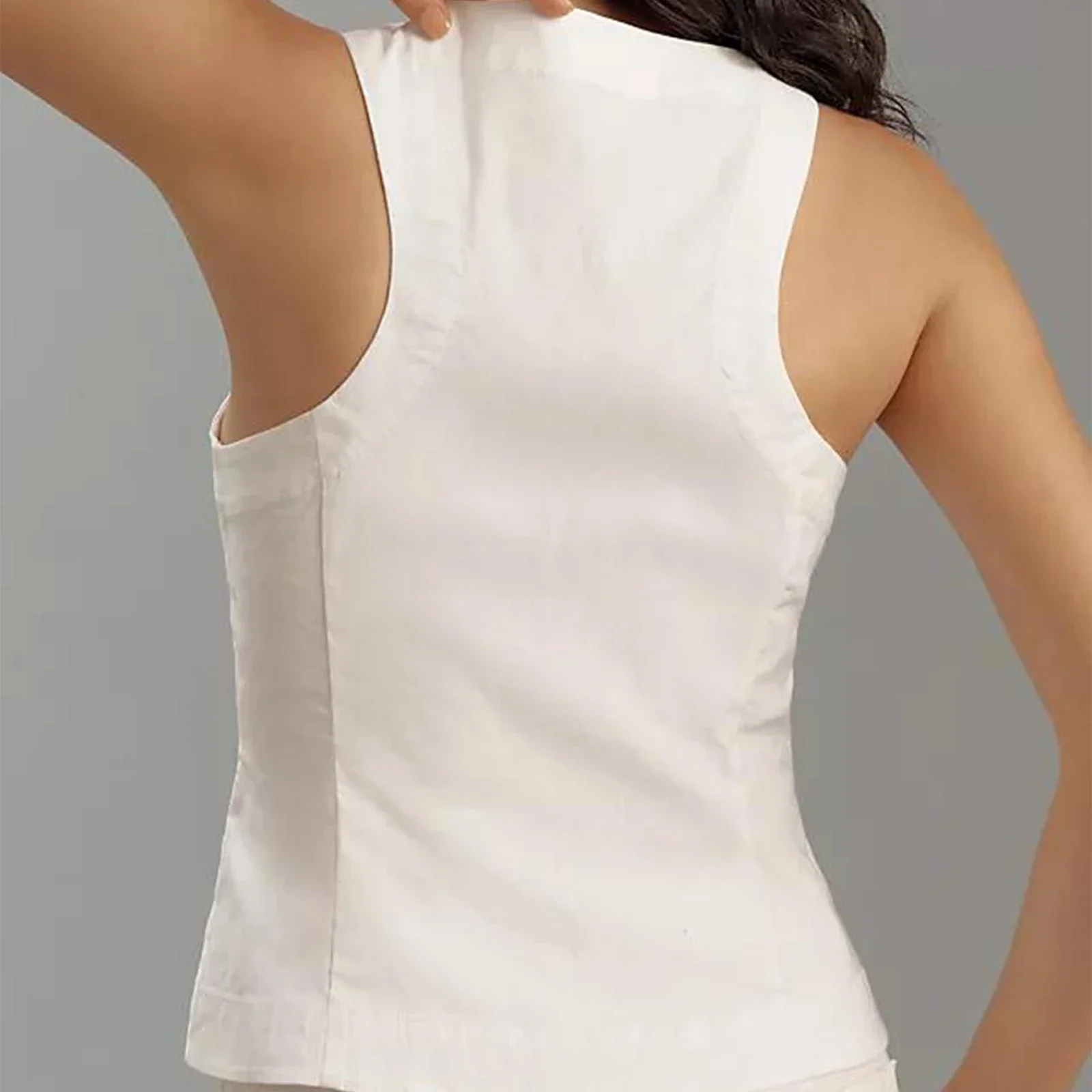 Button-Down Waistcoat Crop Top - Image 3