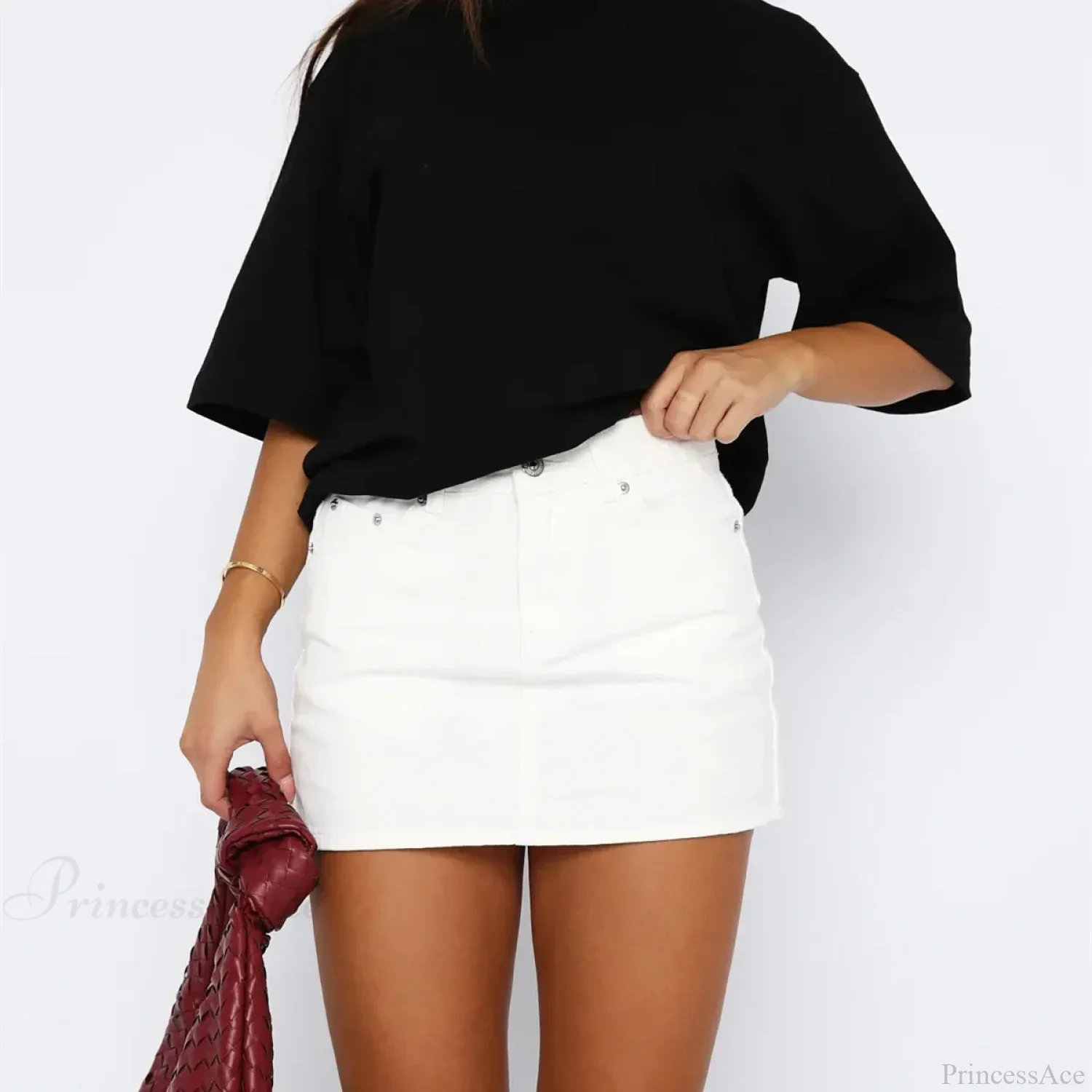 Button Up Slim Fit Denim Skirt - Image 3