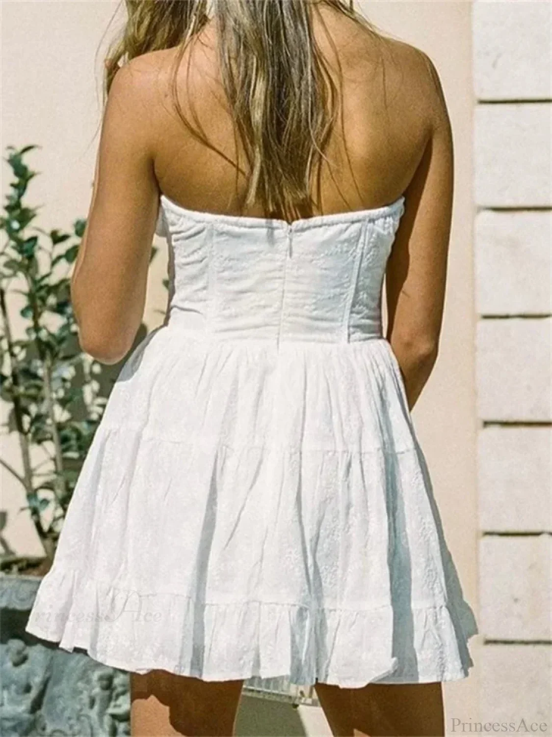 Buttoned Backless A-line Mini Dress - Image 5