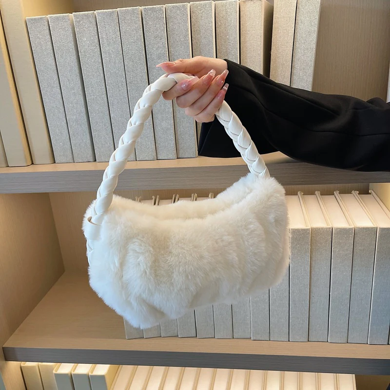 Cable Knit Fuzzy Minimalist Crossbody Bag - Image 3