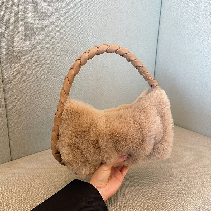 Cable Knit Fuzzy Minimalist Crossbody Bag - Image 5