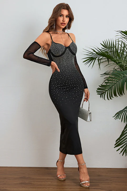 Cami Rhinestone Sleeve Bodycon Party Dress - Image 6