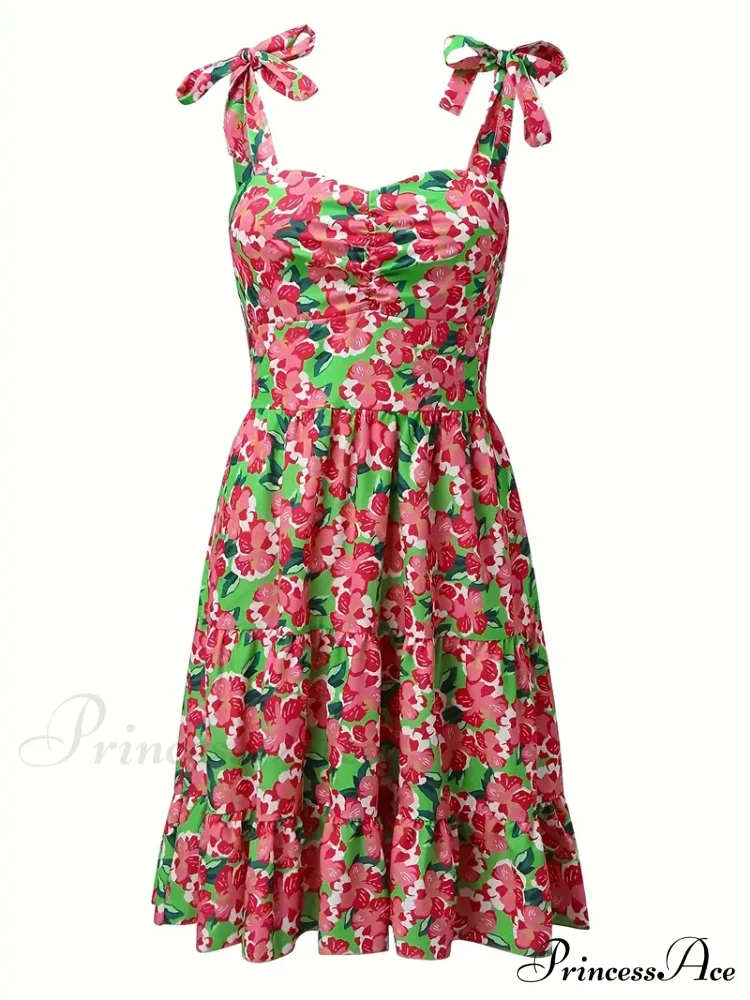 Cami Ruffle Spaghetti Design Gown Flowered with Hem Straps - Image 3