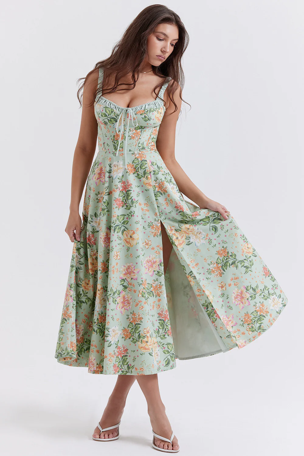 Cami Slit Waist Slim Floral Dress - Image 2