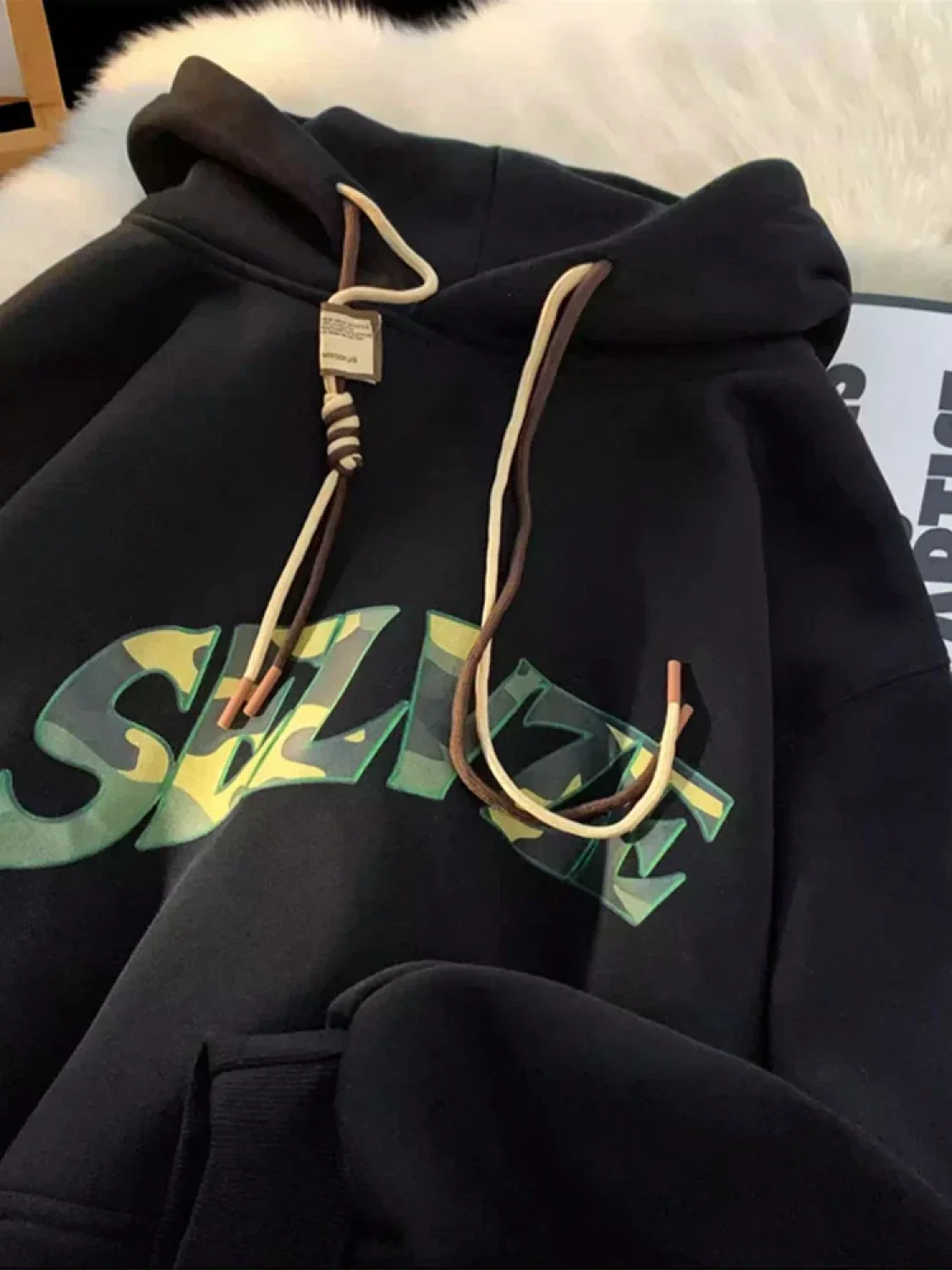 Camouflage Letter Print Punk Y2K Hoodie - Image 8
