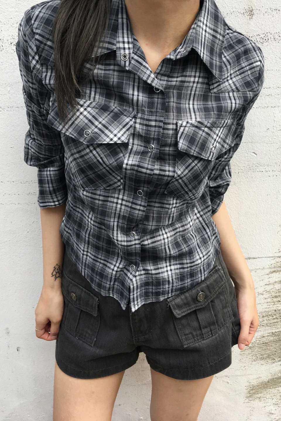 Camouflage Short Fitted Waist Long Sleeve Shirt Blouse