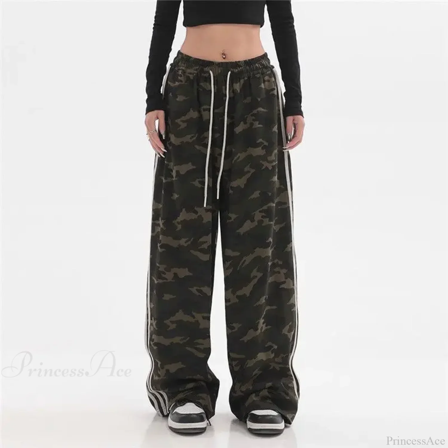 Camouflage Striped Loose Jogging Pants - Image 2