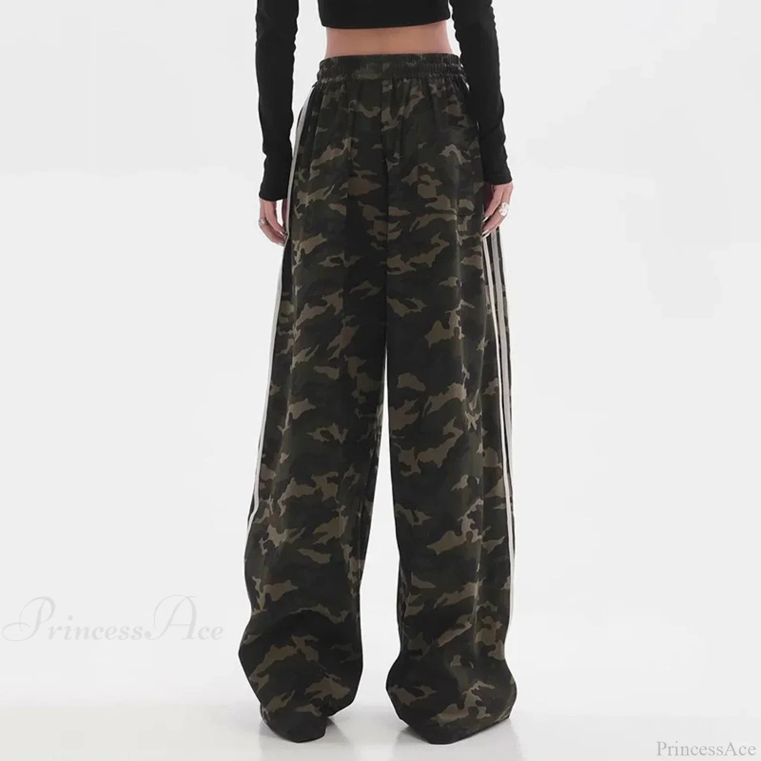 Camouflage Striped Loose Jogging Pants - Image 6