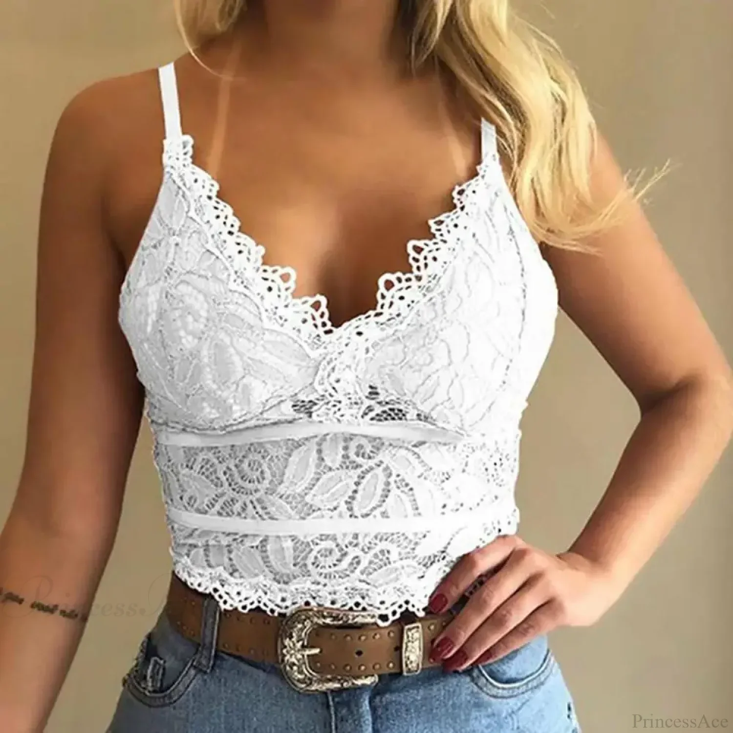 Candy Color Lace V-Neck Camisole Plus Size Bralette Vest - Image 3