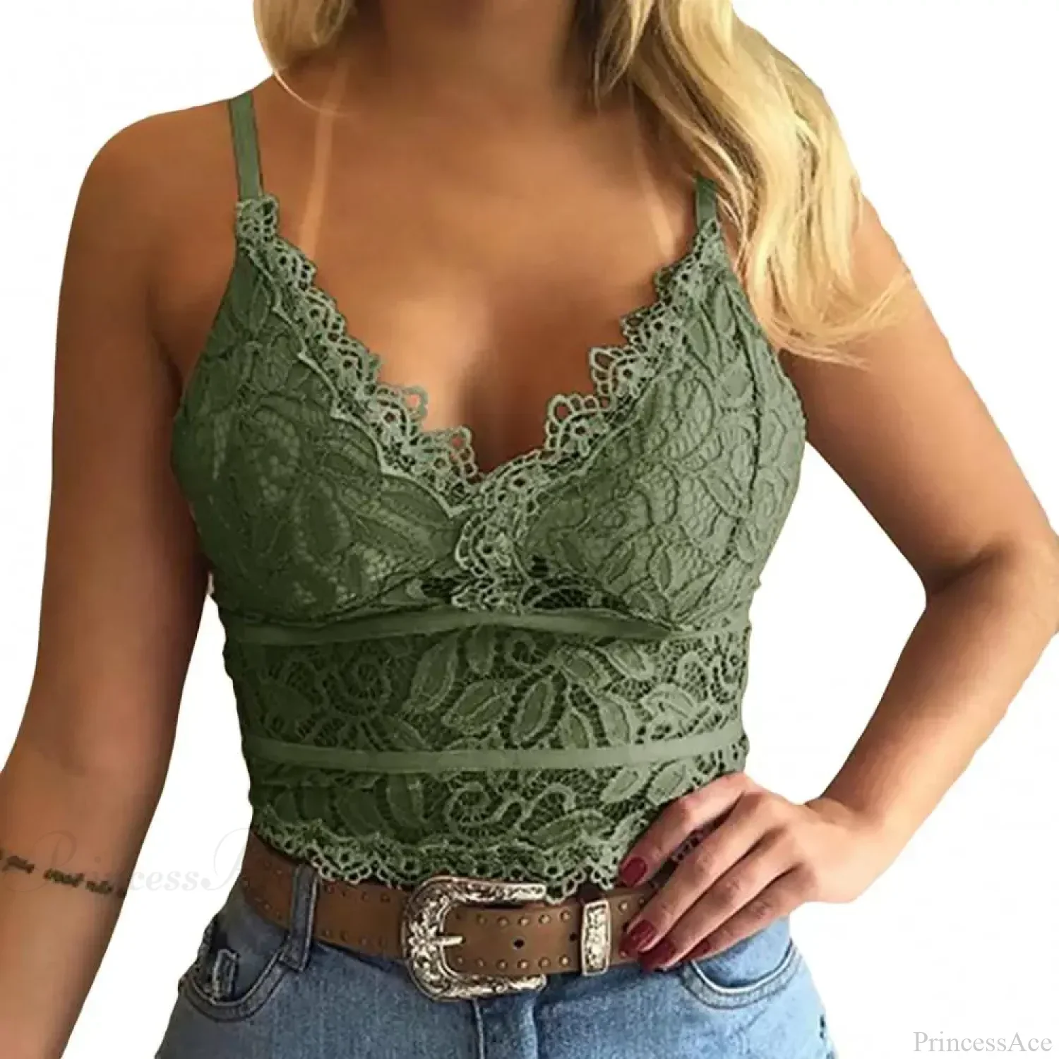 Candy Color Lace V-Neck Camisole Plus Size Bralette Vest - Image 5