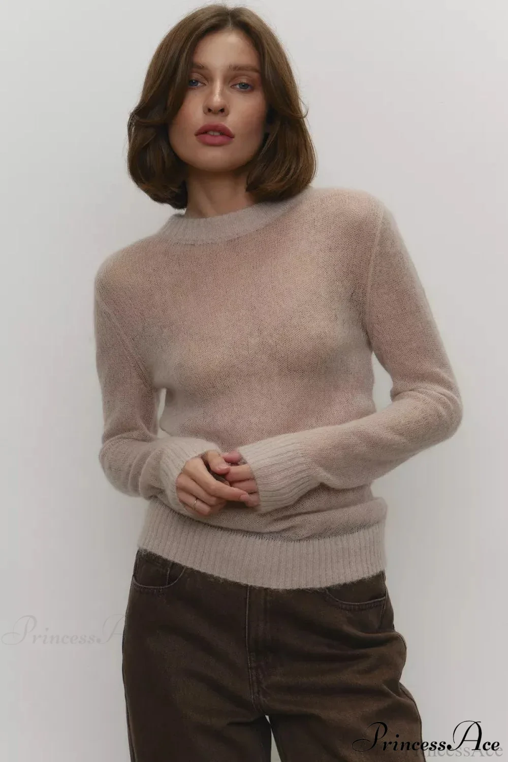 Candy Pastels Sheer Crew Neck Lightweight Knit Top - Image 13