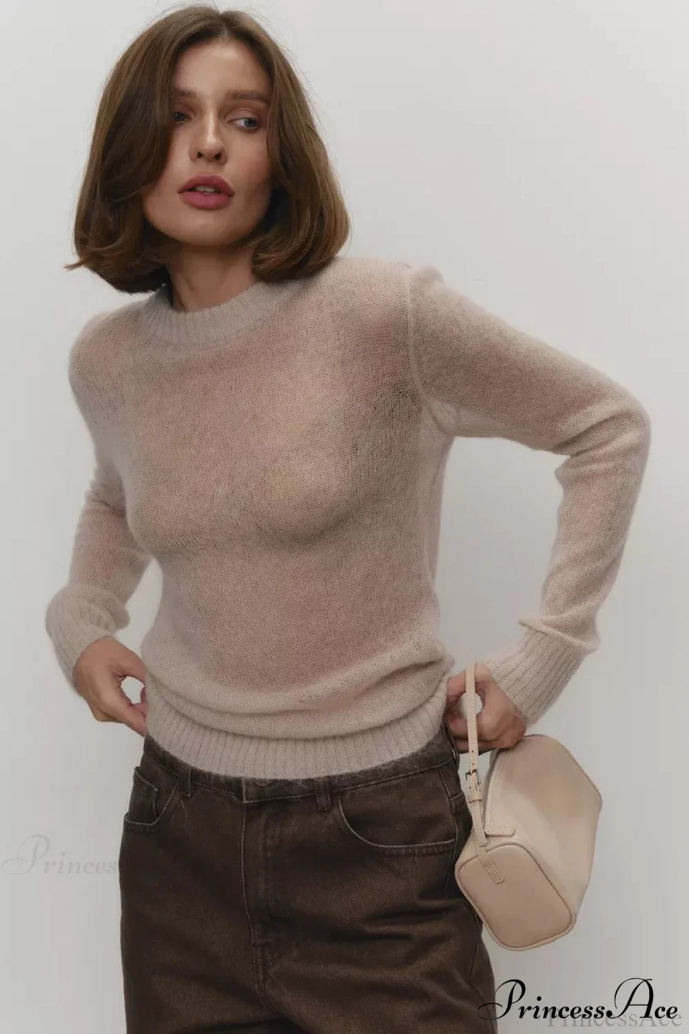 Candy Pastels Sheer Crew Neck Lightweight Knit Top - Image 15