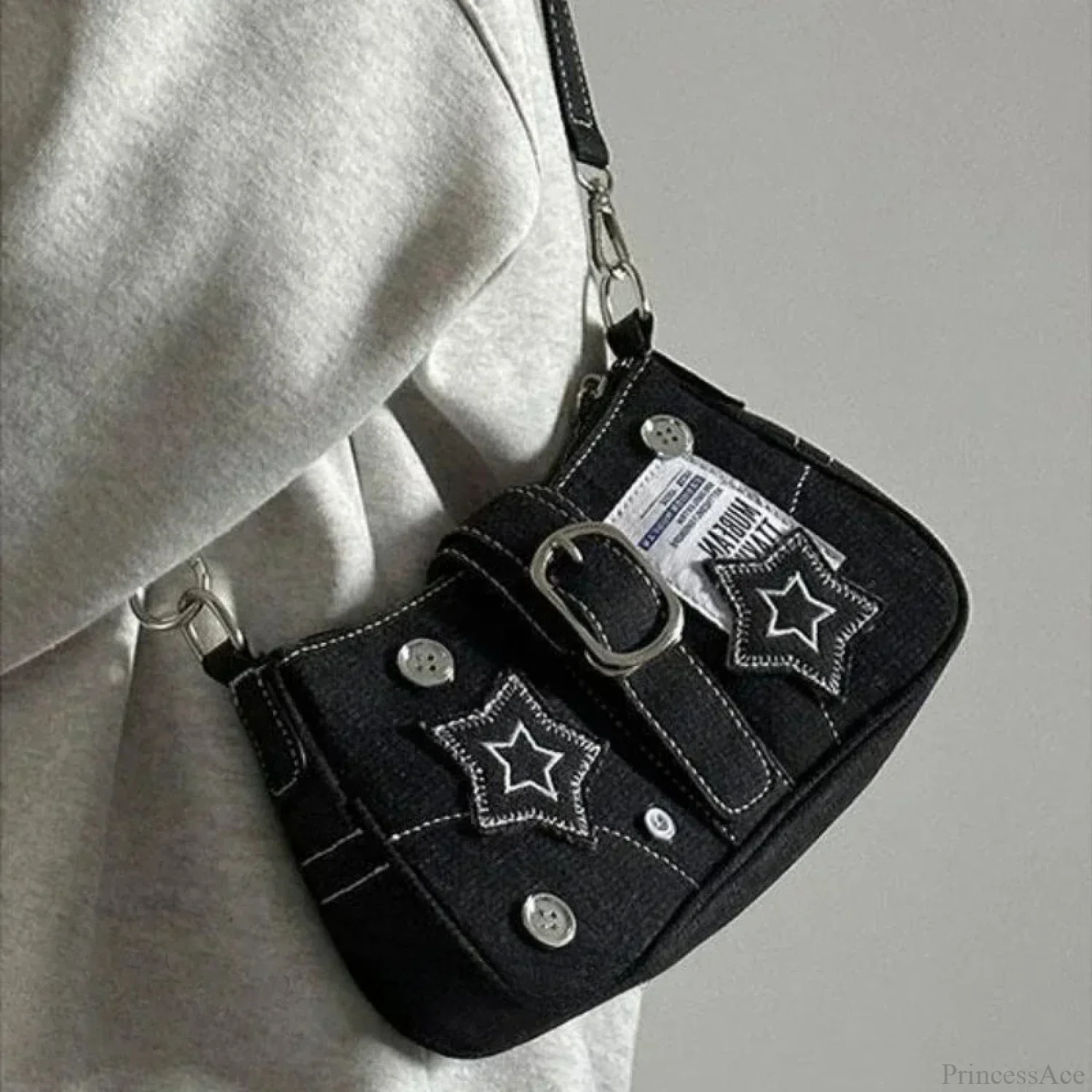 Canvas Stars Pattern Y2K Crossbody