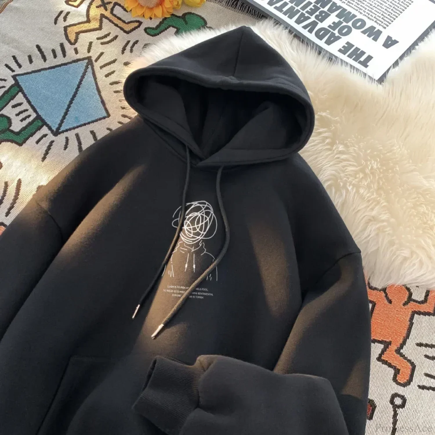 Cartoon Brainstorm Print Hip Hop Hoodie - Image 3
