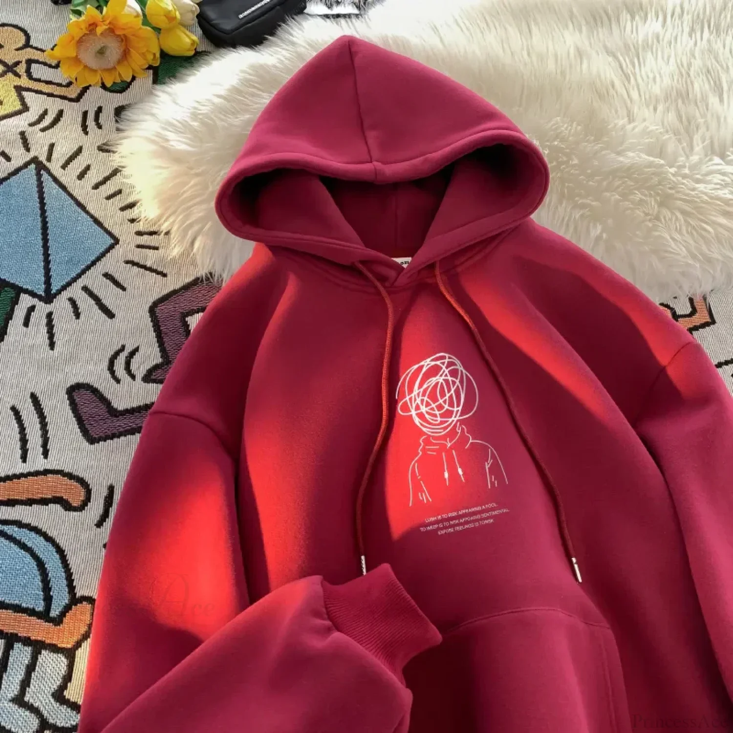 Cartoon Brainstorm Print Hip Hop Hoodie - Image 4