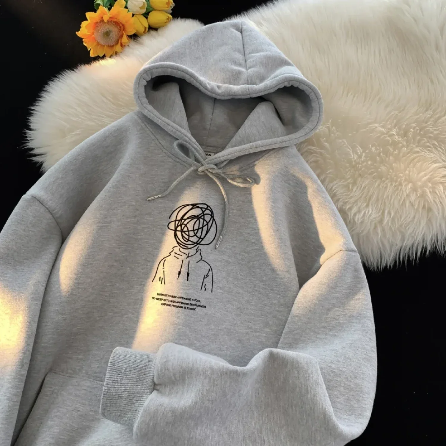 Cartoon Brainstorm Print Hip Hop Hoodie - Image 6