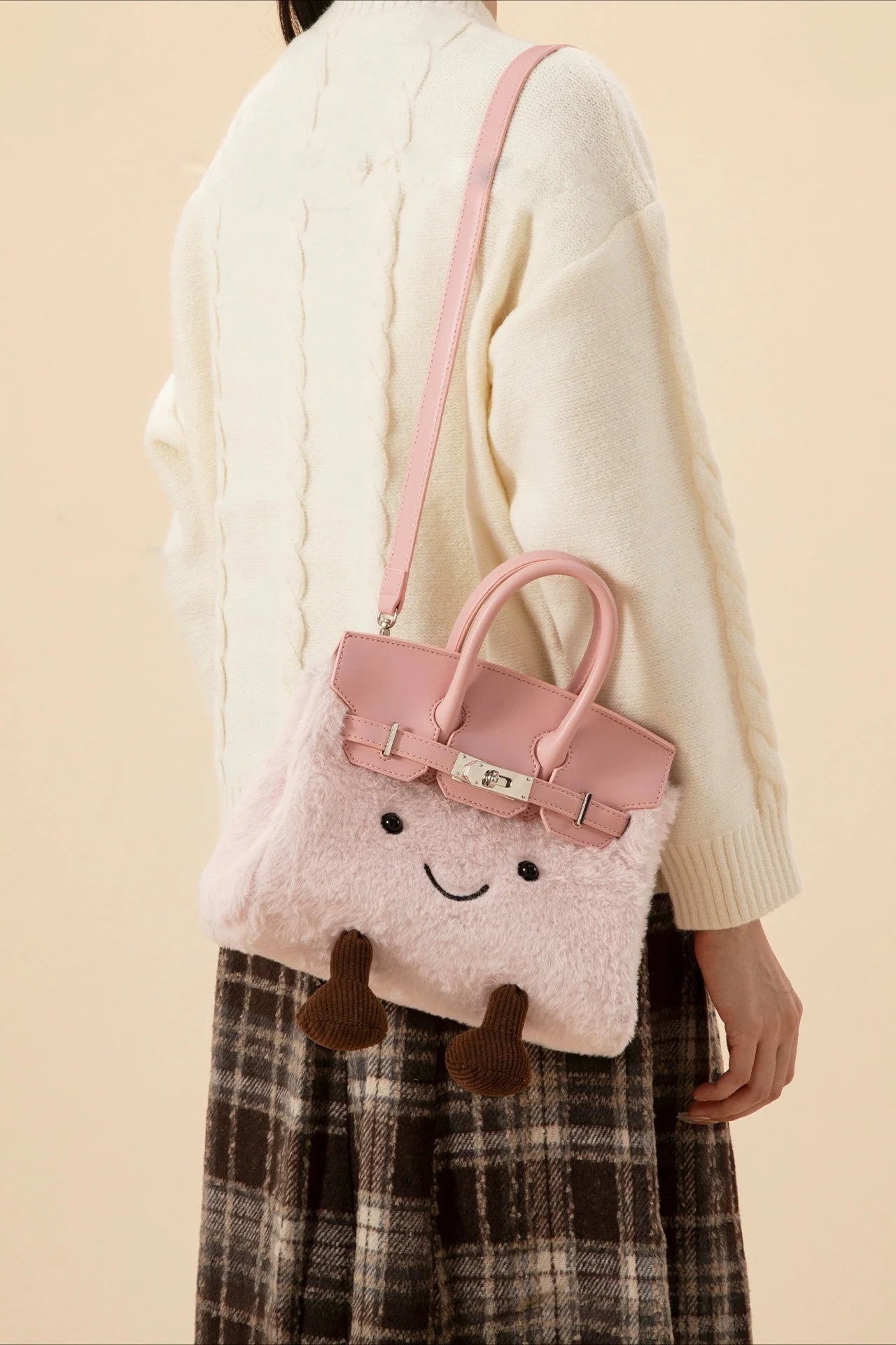 Cartoon Pattern Plush Crossbody Kelly-style Bag - Image 2