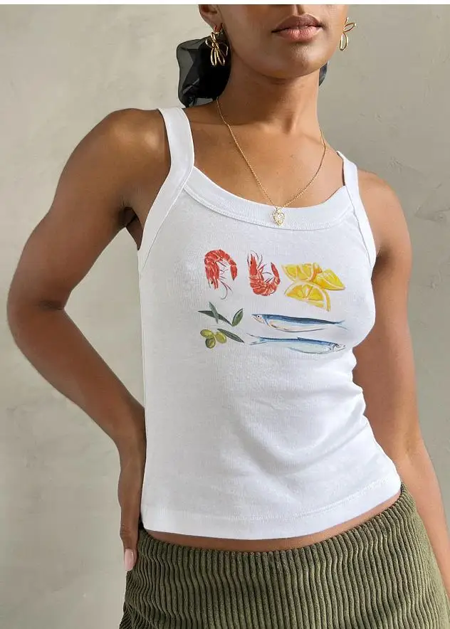 Cartoon Print O-Neck Crop Top - Image 10