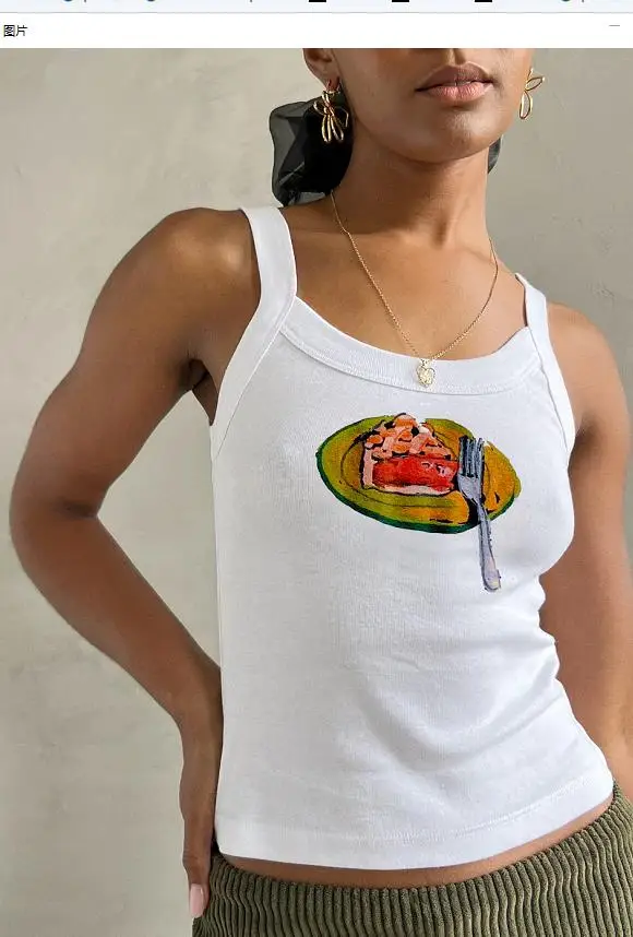 Cartoon Print O-Neck Crop Top - Image 11