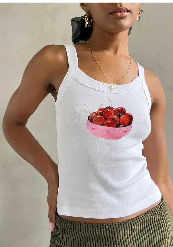 Cartoon Print O-Neck Crop Top - Image 12