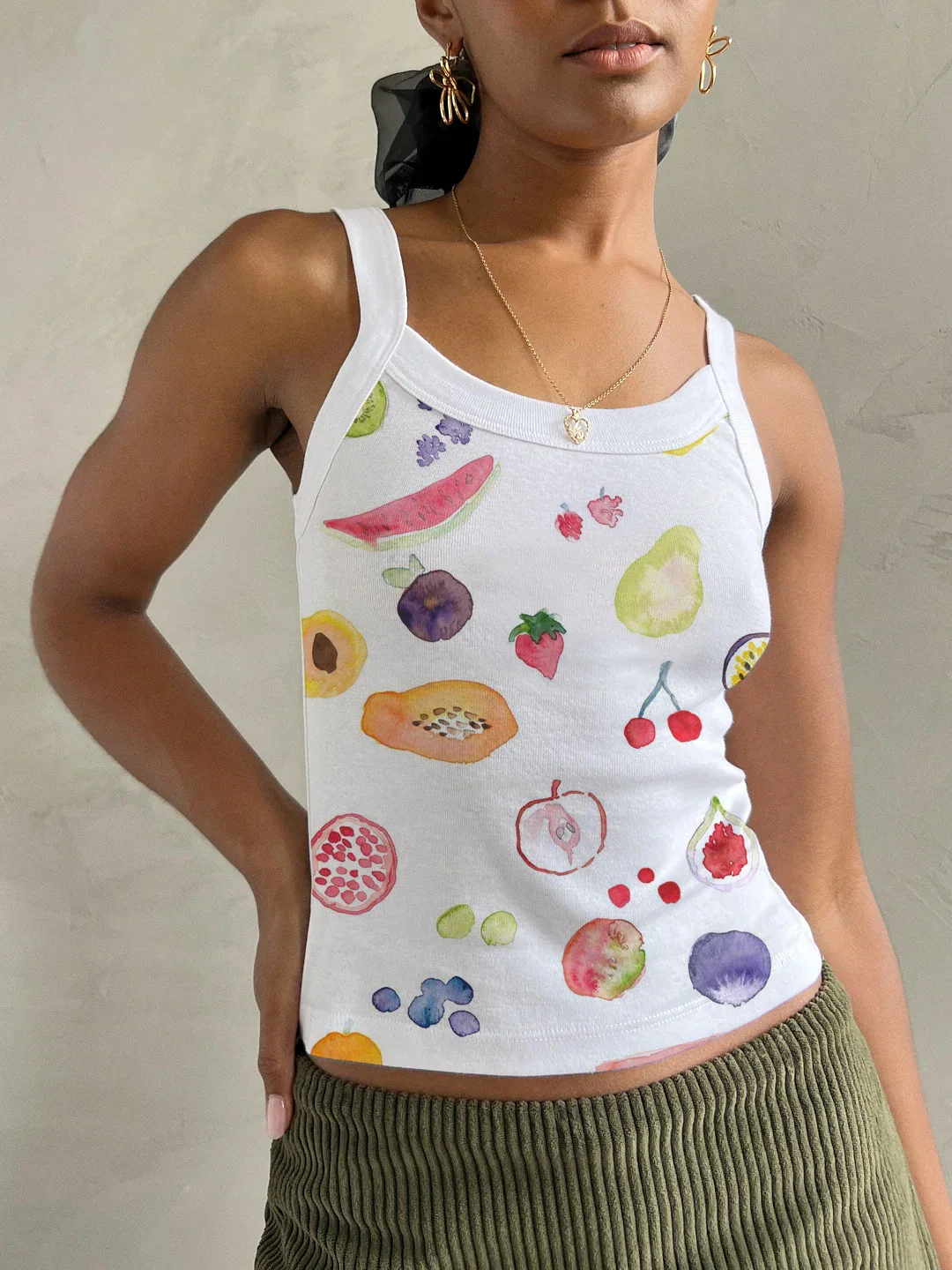 Cartoon Print O-Neck Crop Top - Image 14