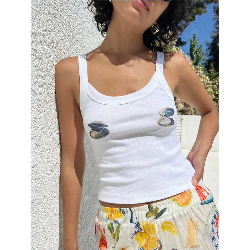 Cartoon Print O-Neck Crop Top - Image 5