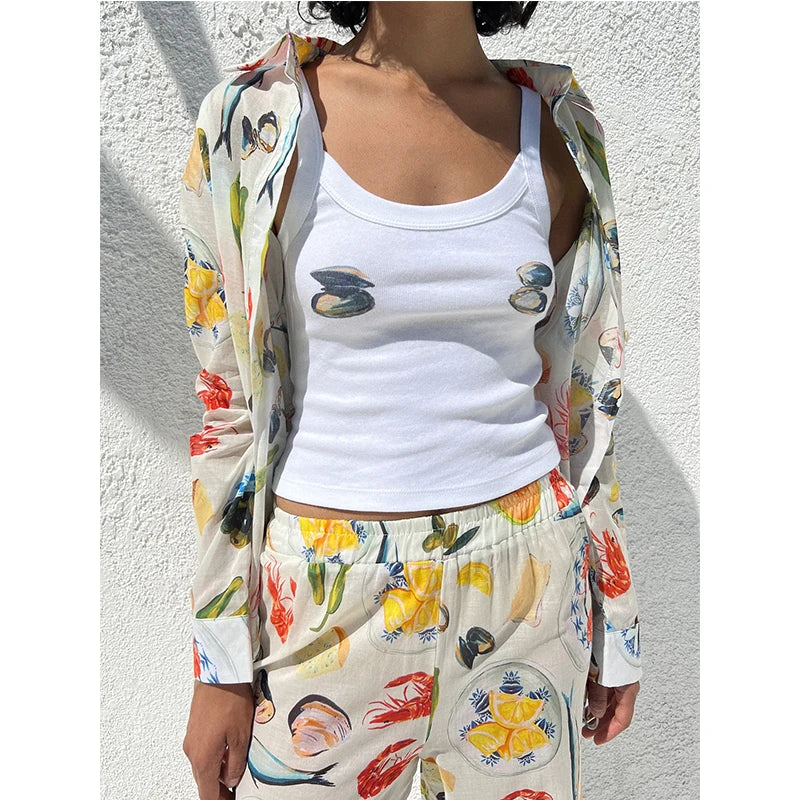 Cartoon Print O-Neck Crop Top - Image 6