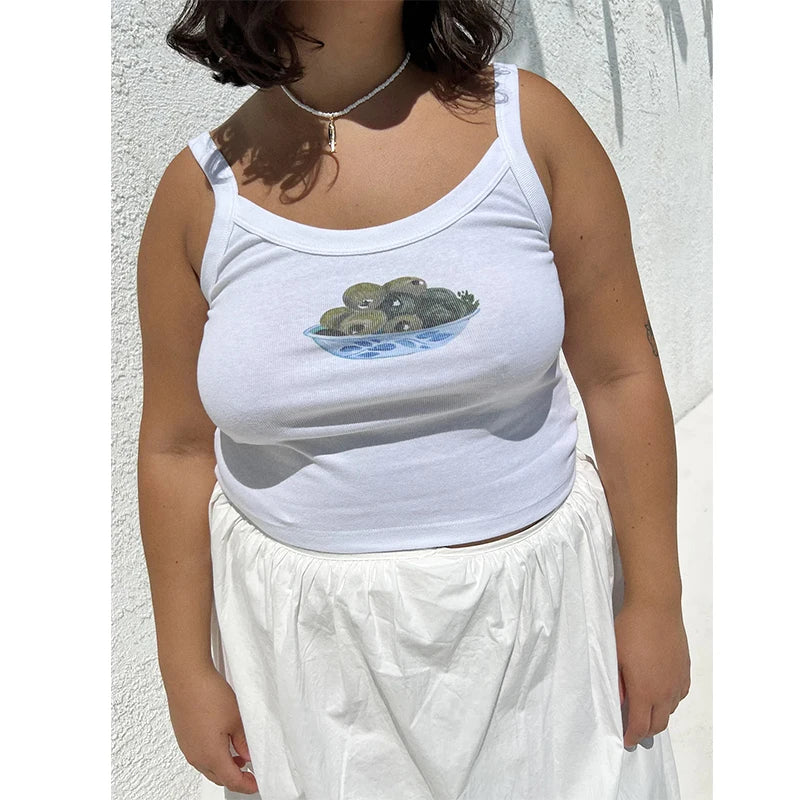 Cartoon Print O-Neck Crop Top - Image 7