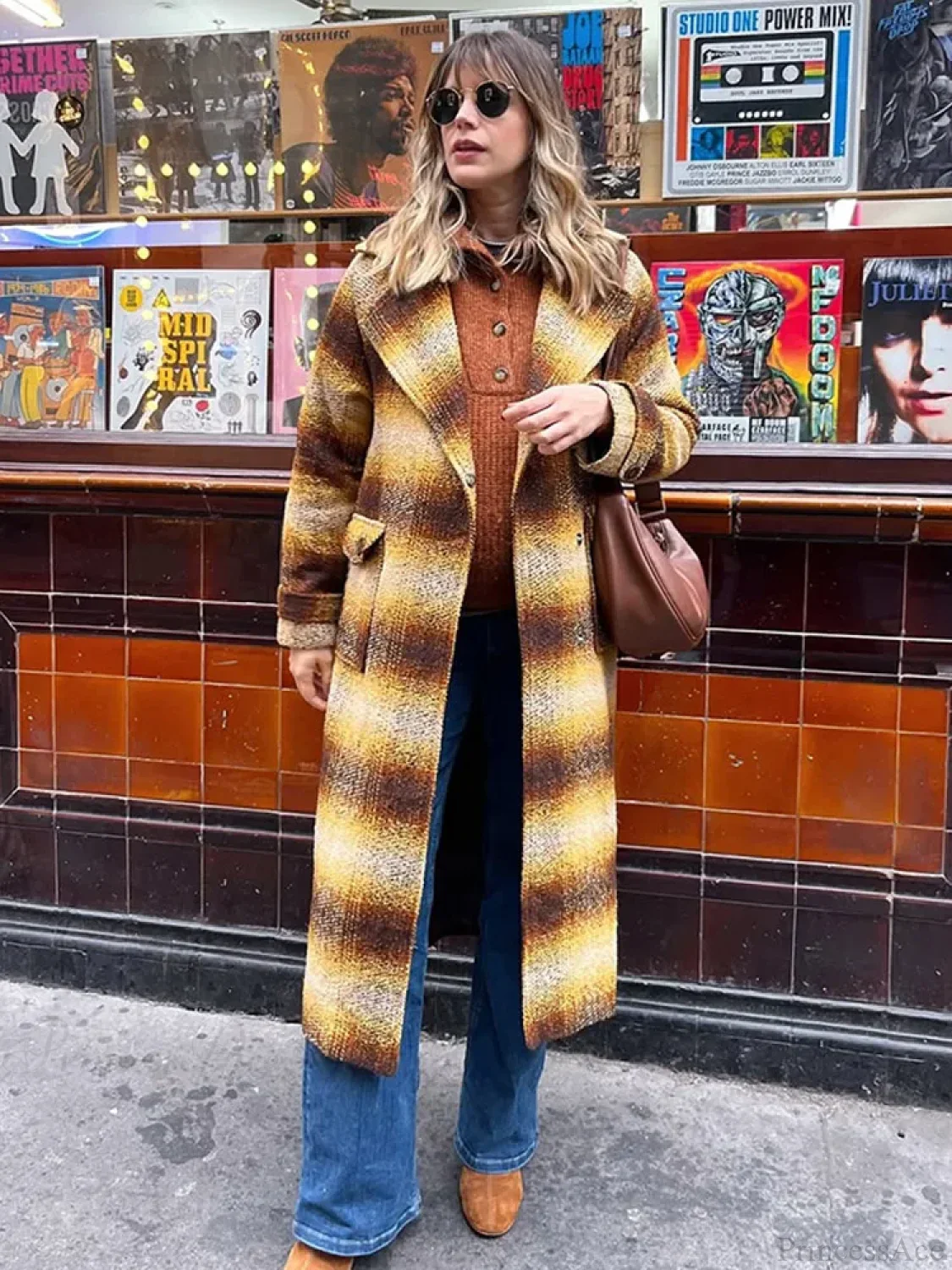 Cashmere Blends Plaid Wool Coat - Image 3