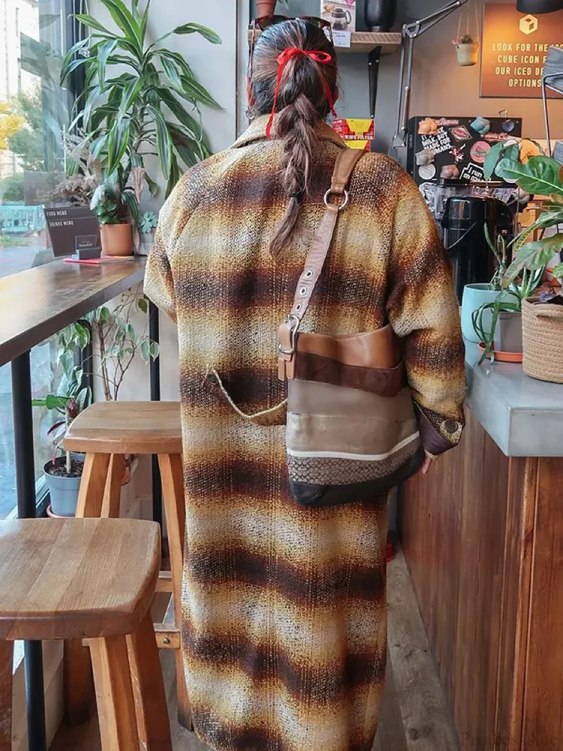 Cashmere Blends Plaid Wool Coat - Image 6